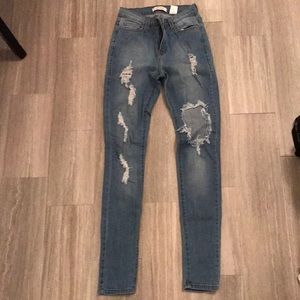 High waisted skinny jeans